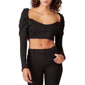 Lerumi Black Monica Gunmetal Metallic Crop Top M